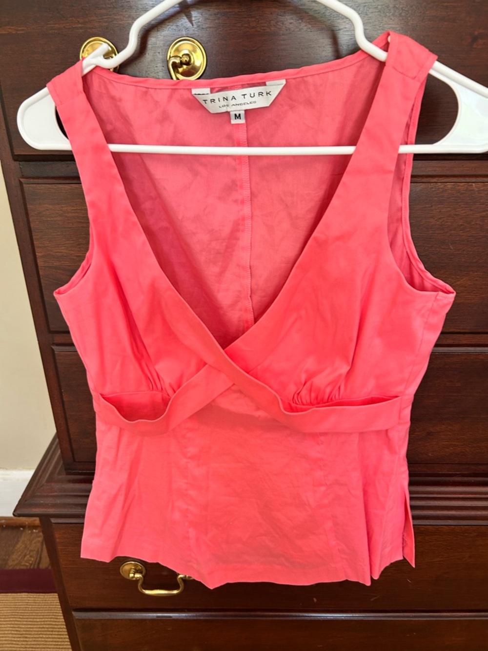 Trina Turk Coral Pink Wrap-Style Sleeveless Camisole
